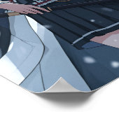 Moonlit Snow Samurai — Elegant Anime Girl Warrior Poster (Ecke)