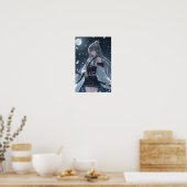 Moonlit Snow Samurai — Elegant Anime Girl Warrior Poster (Küche)