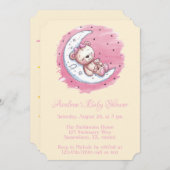 Moonlit Snuggles: Eine Babydusche aus einem Bären Einladung (Vorne/Hinten)