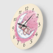 Moonlit Snuggles: Eine Babydusche aus einem Bären Große Wanduhr (Winkel)