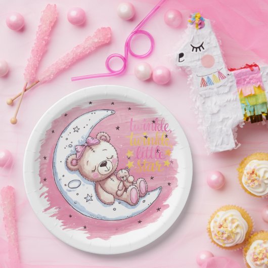 Moonlit Snuggles: Eine Babydusche aus einem Bären Pappteller (Party)