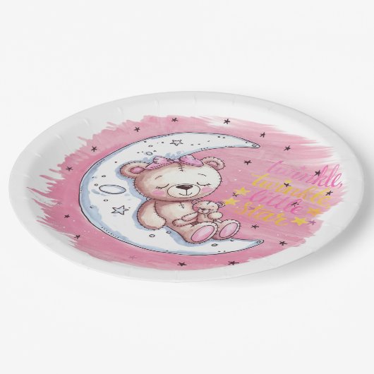 Moonlit Snuggles: Eine Babydusche aus einem Bären Pappteller (Schrägansicht)