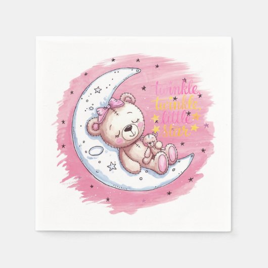 Moonlit Snuggles: Eine Babydusche aus einem Bären Serviette (Vorderseite)