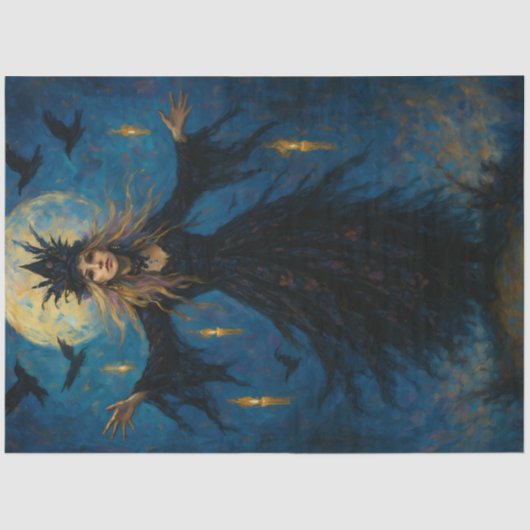Moonlit Sorceress – Mystical Witch Decoupage Paper Seidenpapier (Vorderseite)