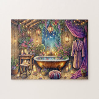 Moonlit Spa Bath Enchanted Night Garden Retreat Puzzle