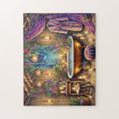 Moonlit Spa Bath Enchanted Night Garden Retreat Puzzle (Vertikal)