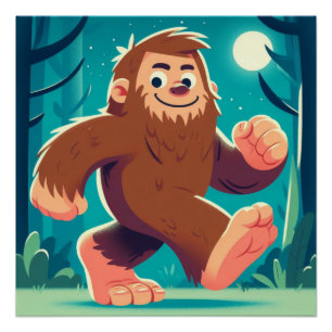 Moonlit Spaziergang: Der glückliche Bigfoot Poster