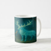 Moonlit Spirit Stag - Verzauberte Waldnacht Kaffeetasse (VorderseiteRechts)