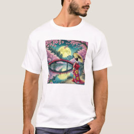 Moonlit Spring - Geisha und Sakura Fantasy T-Shirt
