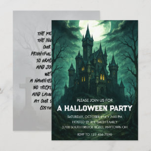 Moonlit Spuk Castle Halloween-Party Einladung