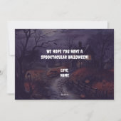 Moonlit Spuk House Happy Halloween Feiertagskarte (Rückseite)