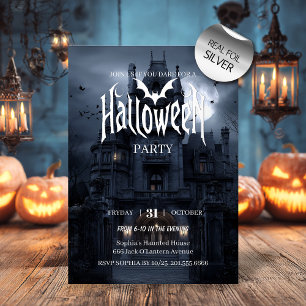Moonlit Spuk House - Mystery Halloween-Party Folieneinladung