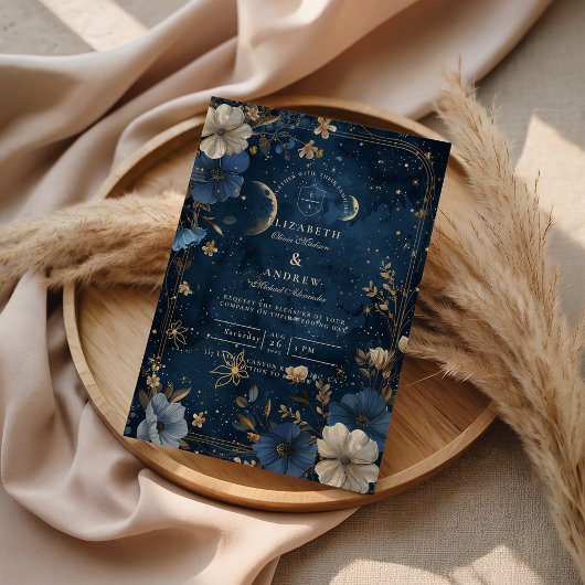 Moonlit Starflower Wedding Einladung