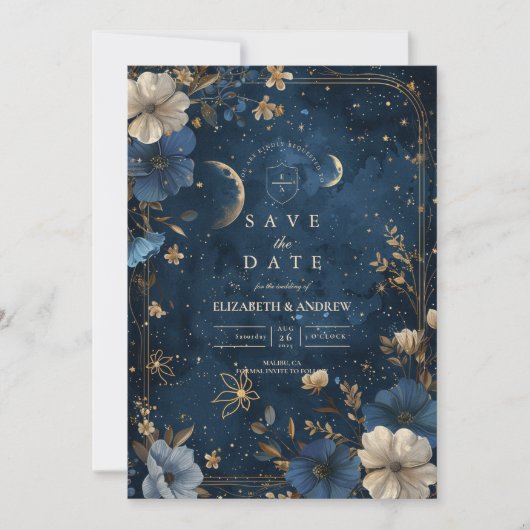 Moonlit Starflower Wedding Save The Date (Vorderseite)
