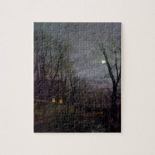Moonlit Straßen-Szene, 1882 (Öl auf Leinwand) 2 Puzzle
