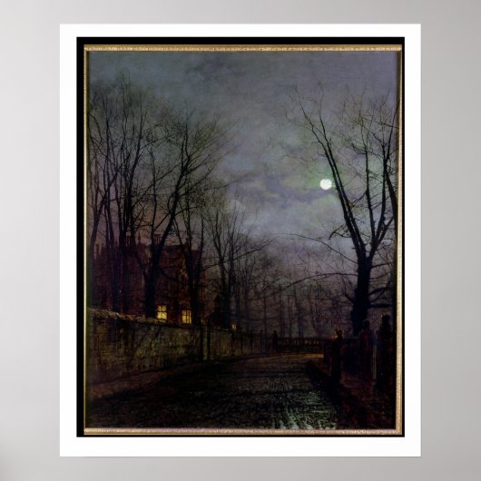 Moonlit Street Scene, 1882 (Öl auf Leinwand) 2 Poster (Vorne)