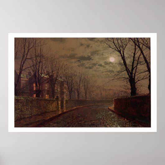 Moonlit Street Scene, 1882 (Öl auf Leinwand) Poster (Vorne)