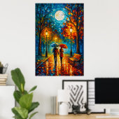 Moonlit Stroll - Romantic Rain Walk Poster (Heimbüro)