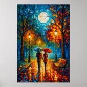 Moonlit Stroll - Romantic Rain Walk Poster (Vorne)