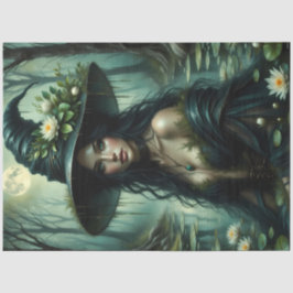 Moonlit-Sumpfhexe mit Wasserläufen und verzaubern Seidenpapier