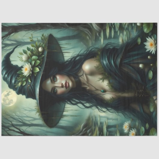 Moonlit-Sumpfhexe mit Wasserläufen und verzaubern Seidenpapier (Vorderseite)