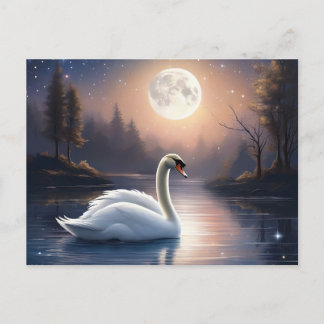 Moonlit Swan Postkarte