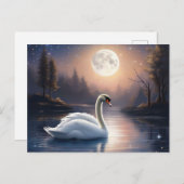Moonlit Swan Postkarte (Vorne/Hinten)