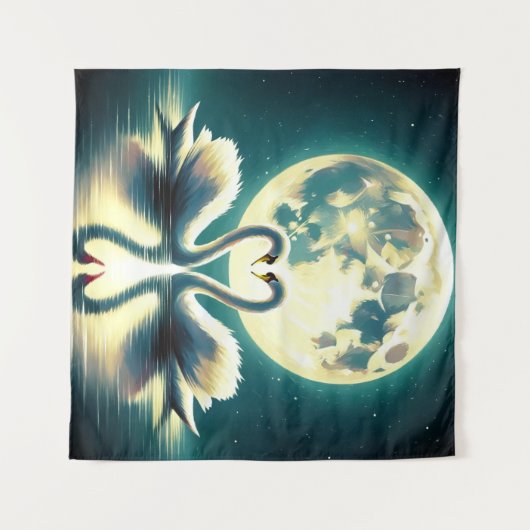 Moonlit Swan Serenade Wandteppich (Vorderseite (Horizontal))