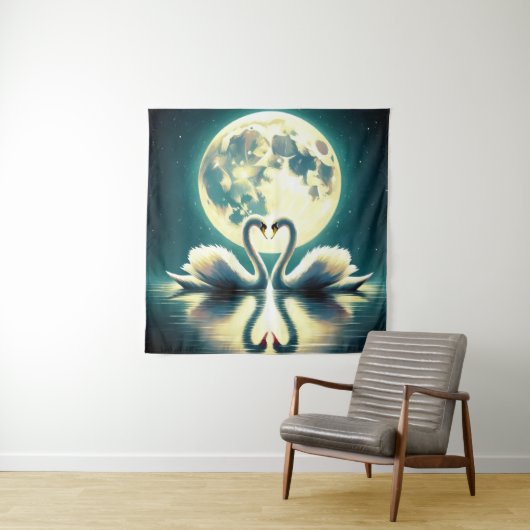 Moonlit Swan Serenade Wandteppich (Beispiel)