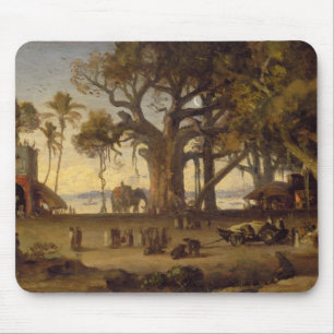 Moonlit Szene indischen Zahlen und Elefanten Amon Mousepad