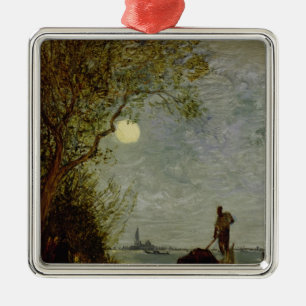 Moonlit Szene mit Gondel Ornament Aus Metall