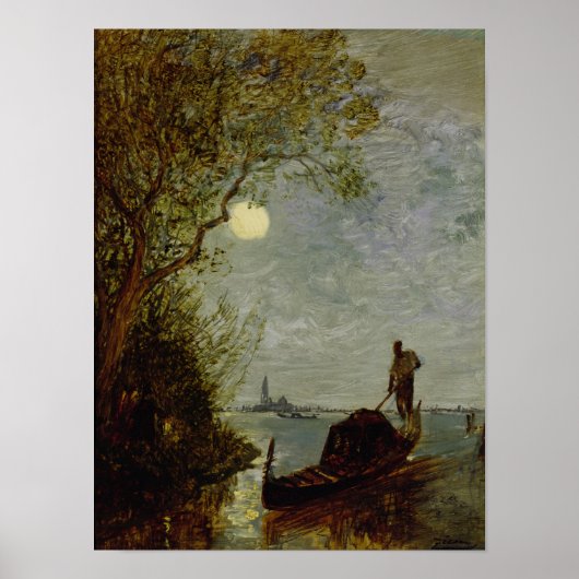 Moonlit Szene mit Gondola Poster (Vorne)