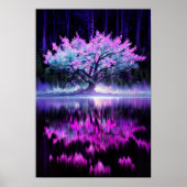 Moonlit Tree Embraced by the Charming Lake Poster (Vorne)