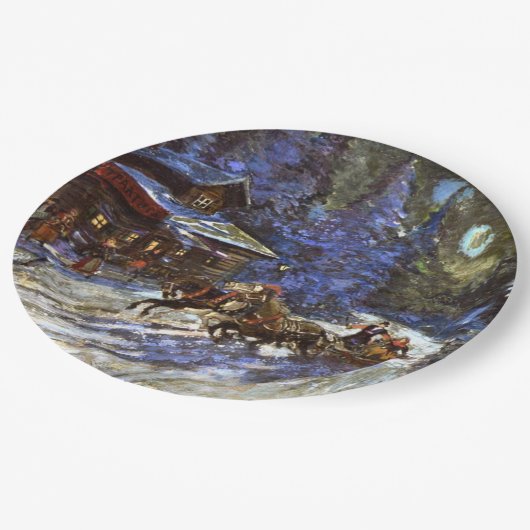 Moonlit Troika Ride Pappteller (Schrägansicht)