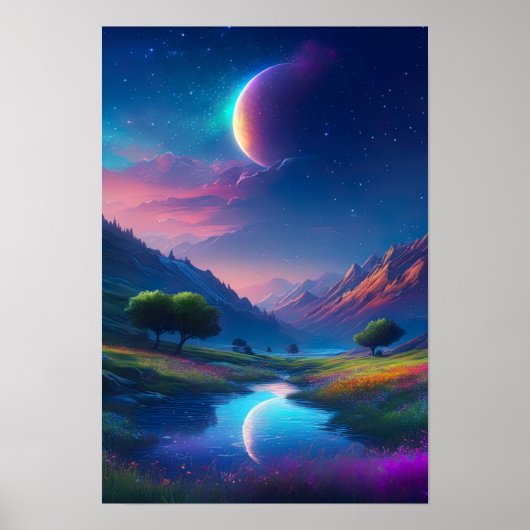 Moonlit Valley, eine bezaubernde Nacht Poster (Vorne)