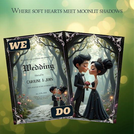 Moonlit Vows – A Cute Gothic Wedding Moment.  Einladung