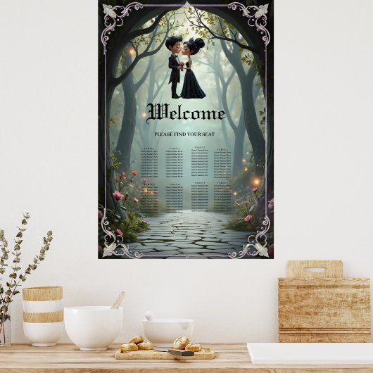 Moonlit Vows – A Cute Gothic Wedding Moment. Poster (Küche)