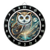 Moonlit Watcher Owl Dartboard Design Dartscheibe (vorne)