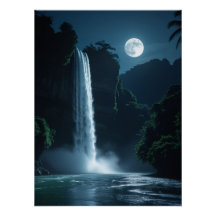 Moonlit Waterfall - Cinematic Night Landschaft