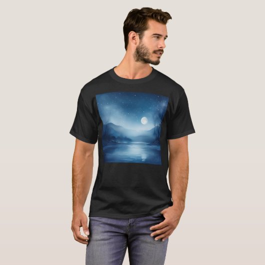 Moonlit Waters a Dreamy Nightscape T-Shirt (Vorne ganz)