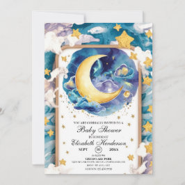 Moonlit Whimsical Celestial Baby Dusche Einladung