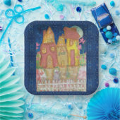 Moonlit Whimsical Houses Pappteller (Party)