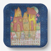 Moonlit Whimsical Houses Pappteller (Vorderseite)