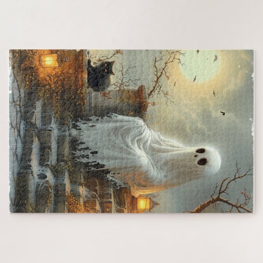 Moonlit Whispers: Der Geist und die Katze Puzzle (Horizontal)