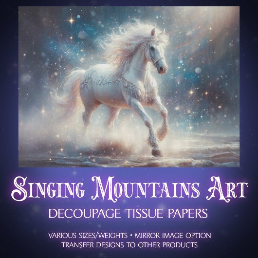 Moonlit White Horse Galaxy Craft Decoupage Seidenpapier