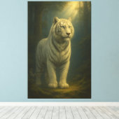Moonlit White Tiger – Fine Art Portrait Leinwanddruck (Insitu (Holzboden))