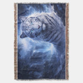 Moonlit White Tiger Guardian – Blue Fantasy Spirit Decke (Vorderseite Vertikal)
