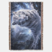 Moonlit White Tiger Guardian – Blue Fantasy Spirit Decke (Vorderseite Vertikal)