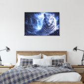 Moonlit White Tiger Guardian – Blue Fantasy Spirit Leinwanddruck (Insitu (Schlafzimmer))