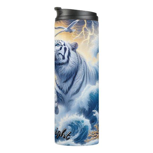Moonlit White Tiger Reflection Thermosbecher (Nach rechts gedreht)